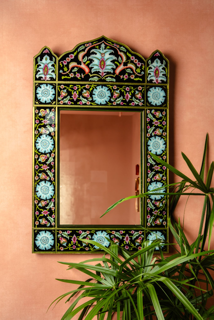 Black Floral Mirror